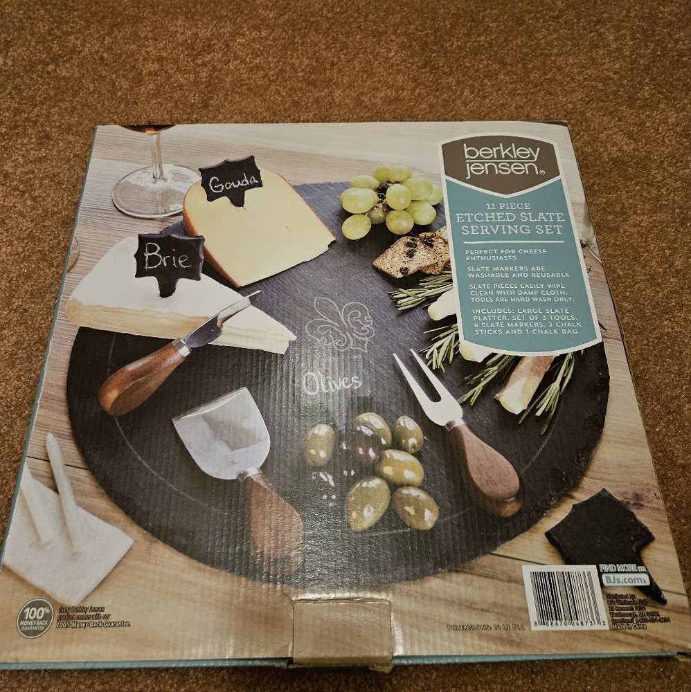 11 Piece Etched Slate Serving Set - Cheese Plate